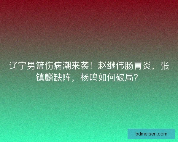 辽宁男篮伤病潮来袭！赵继伟肠胃炎，张镇麟缺阵，杨鸣如何破局？